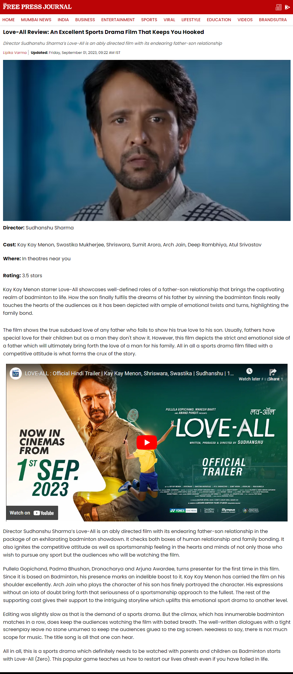 Love-All Review: An Excellent Sports Drama Film That Keeps You Hooked