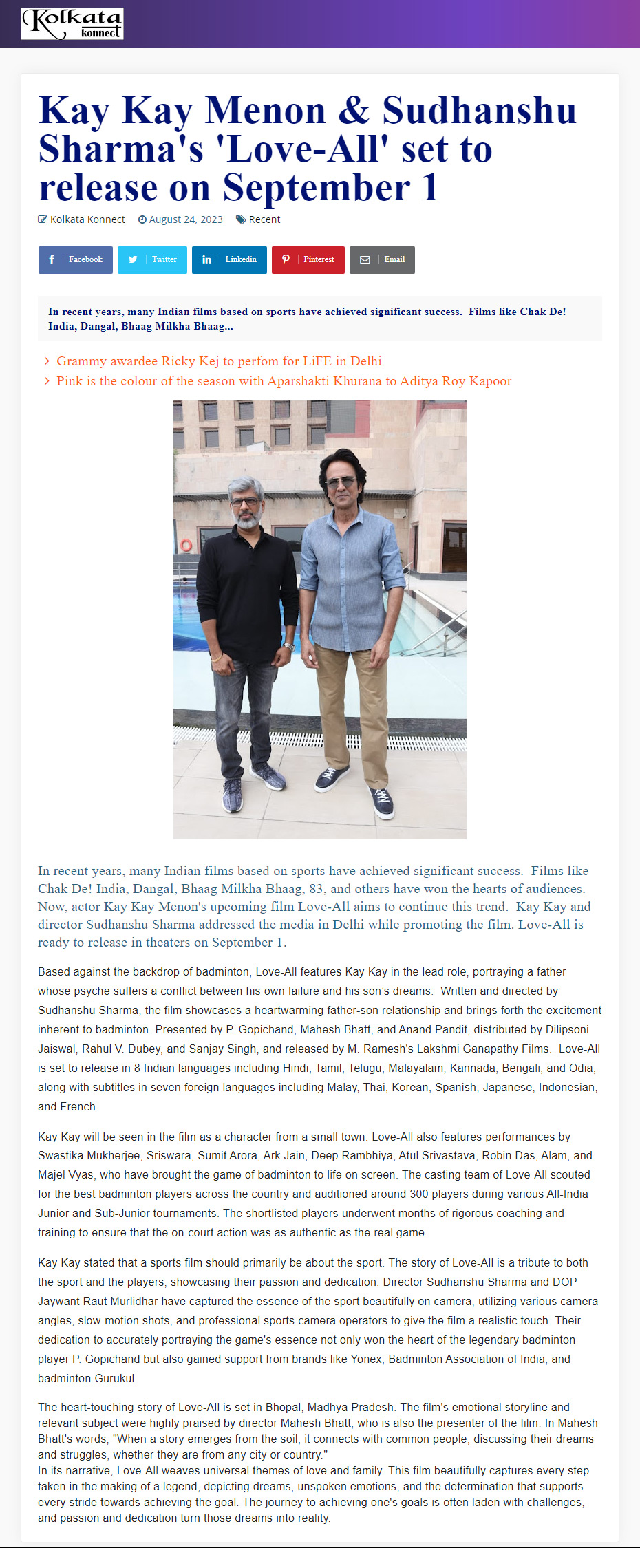 Kay Kay Menon & Sudhanshu Sharma's 'Love-All' set to release on September 1